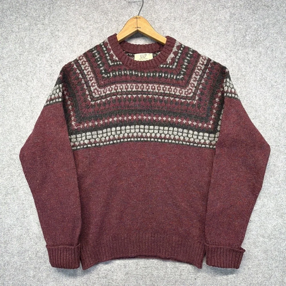 Lord Jeff 100% Shetland Wool Sweater Men's Medium Fair Isle Made in Scotland